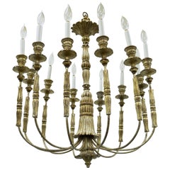 Stunning Italian, Carved Giltwood Twelve-Arm, Neoclassical Style Chandelier