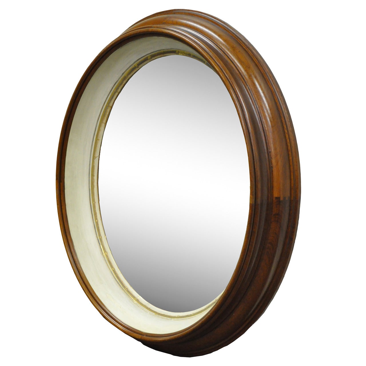 Oval Deep Frame Solid Walnut Regency Style Bullseye or Shadowbox Mirror