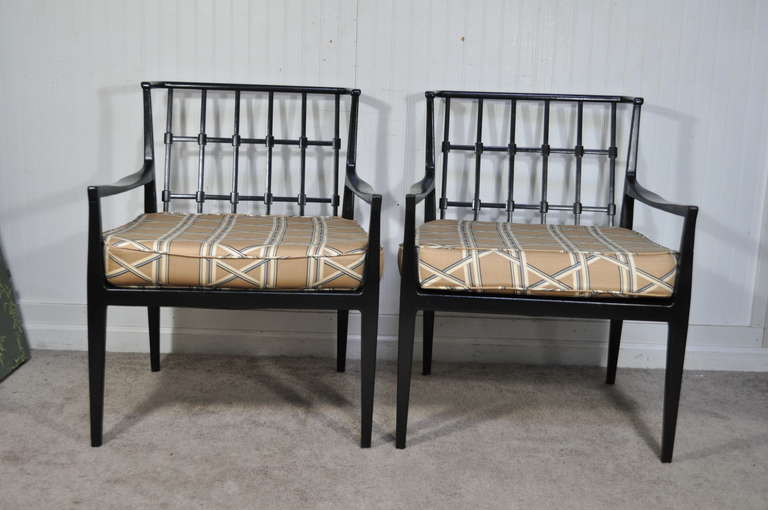 Mid-Century Modern Pair of Mid Century Danish Modern Black Lounge Chairs after Barbara Barry Baker