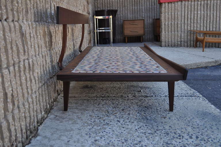 Mid-Century Modern Vintage Sculpted Walnut Mid-Century Danish Modern Sofa Daybed after Pearsall