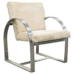 Milo Baughman for Thayer Coggin Triple-Chrome Band Art Deco Style Lounge Chair 10