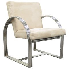 Milo Baughman for Thayer Coggin Triple-Chrome Band Art Deco Style Club Chair