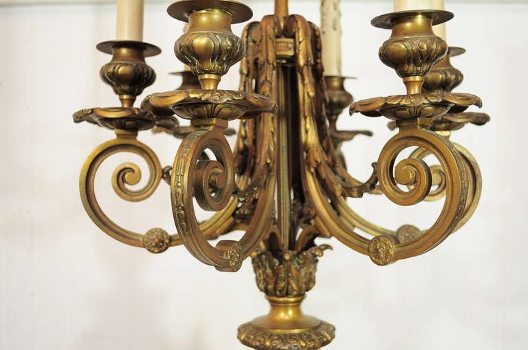 19th C French Empire Louis XV Style Bronze Figural Candelabra Table Lamp 1