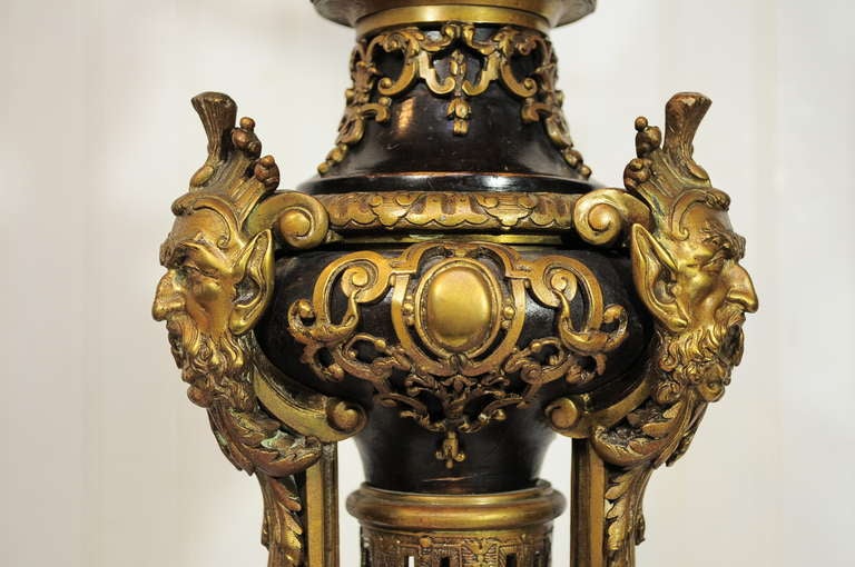 19th C French Empire Louis XV Style Bronze Figural Candelabra Table Lamp 3