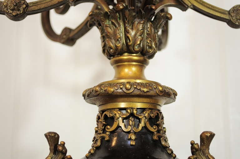 19th C French Empire Louis XV Style Bronze Figural Candelabra Table Lamp 2