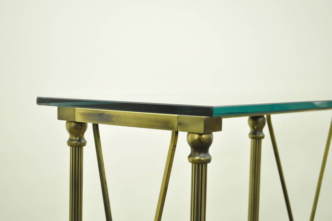 Burnished Mastercraft X Form Brass and Glass Console Table in the Neoclassical Taste