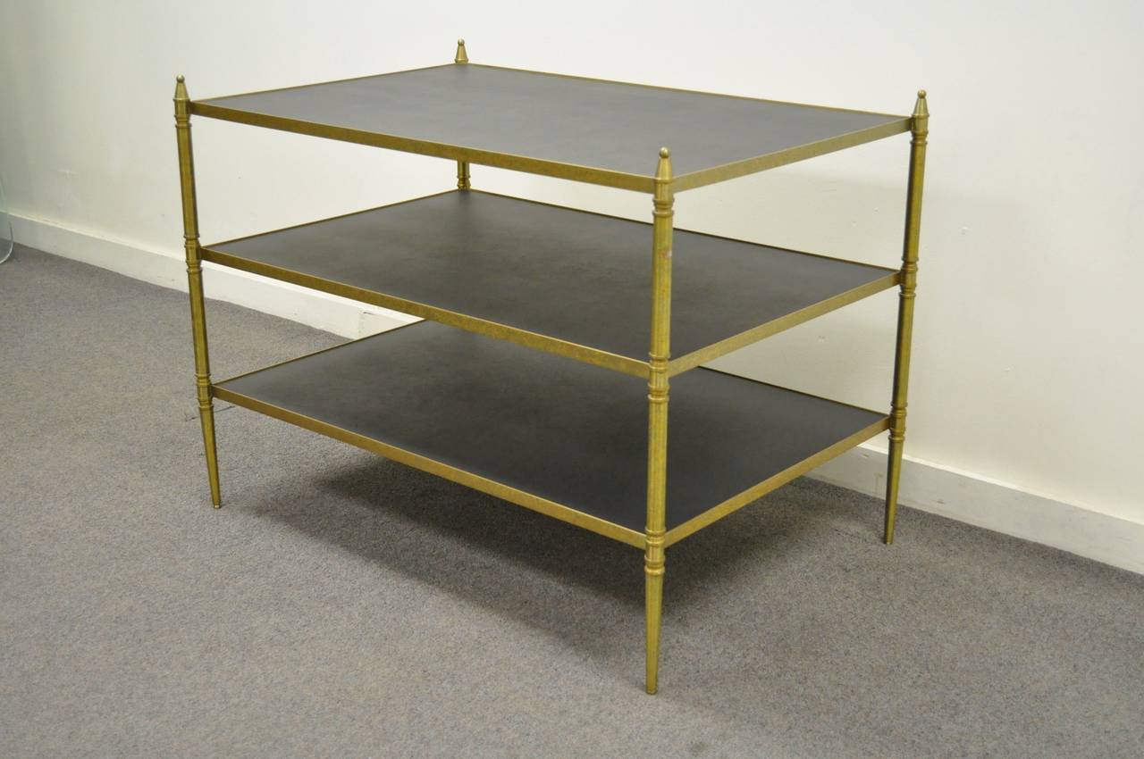French Neoclassical Maison Jansen Style Bronze and Masonite Serving Side Table In Good Condition In Philadelphia, PA