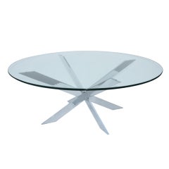 Chrome X Base Glass Top Cocktail Table by Leon Rosen for Pace
