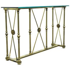 Mastercraft X Form Brass and Glass Console Table in the Neoclassical Taste