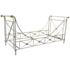 Maison Jansen Attributed Steel and Bronze French Campaign Style Daybed