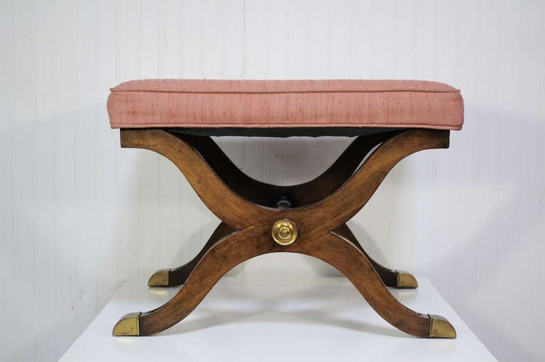 Hollywood Regency X-Form Mahogany Bench attr. to Dorothy Draper for Henredon 2