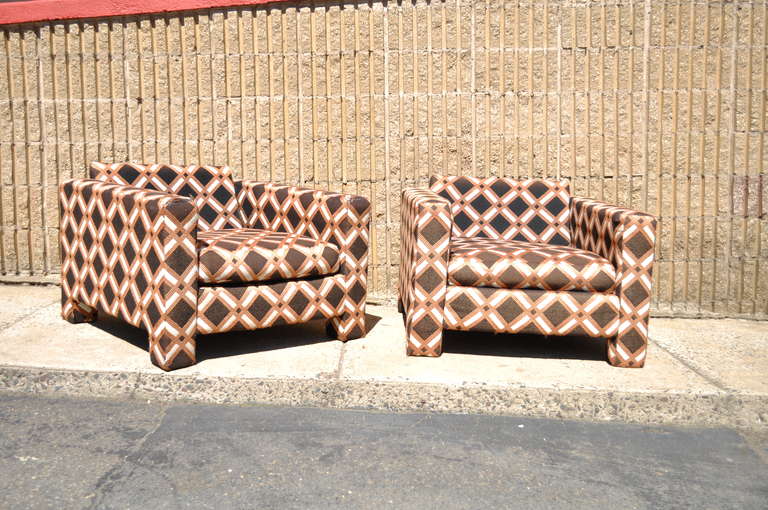 Pair of Milo Baughman Thayer Coggin Cube Form Club Chairs, Mid-Century Modern 2