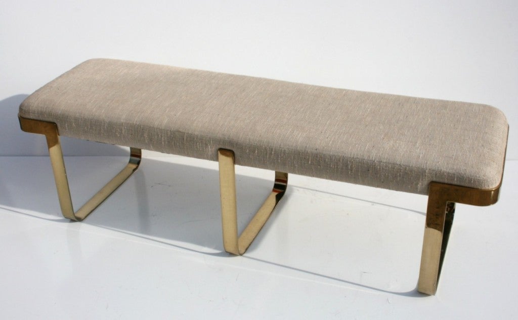 Late 20th Century 3 Legged Brass Window Bench by Pace