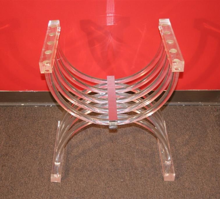 Rare Lucite X Form Throne or Vanity Chair 1