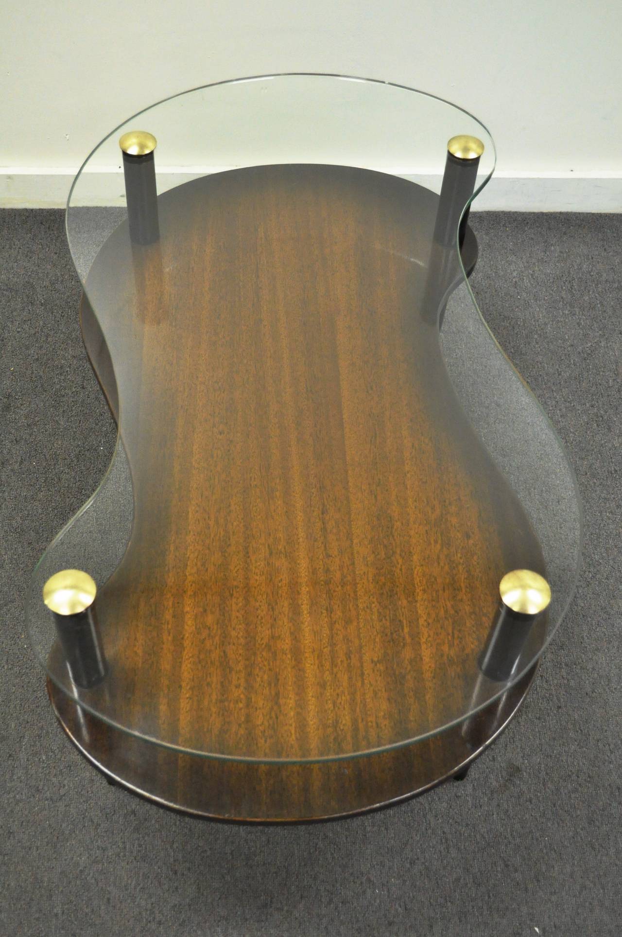 Mid-Century Modern Mid Century Modern Mahogany and Glass Cloud Coffee Table after Gilbert Rohde