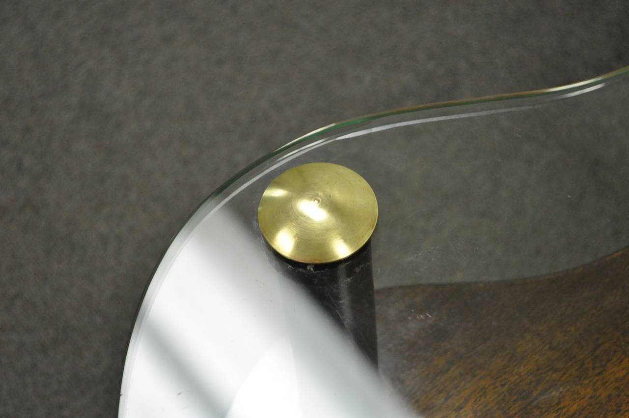 Ebonized Mid Century Modern Mahogany and Glass Cloud Coffee Table after Gilbert Rohde