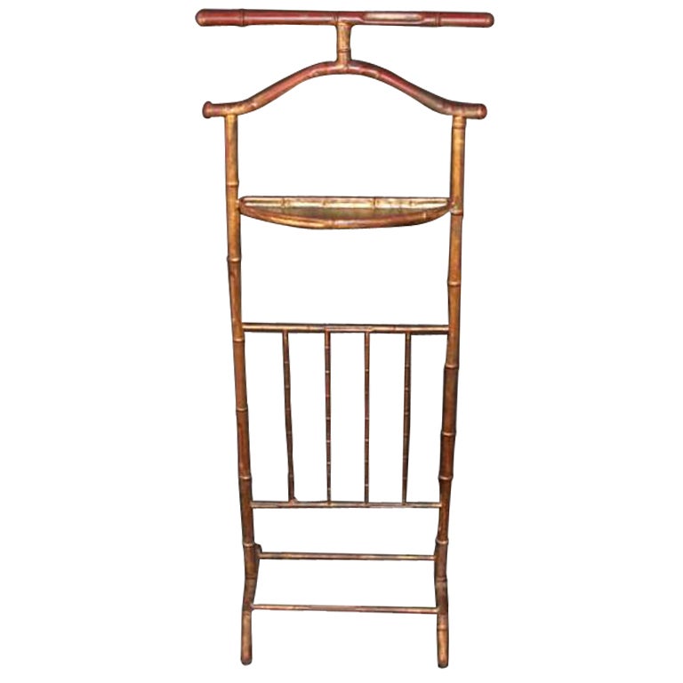 Hollywood Regency Italian Faux Bamboo Gilded Clothing Valet