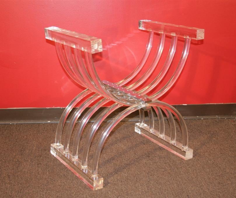 Rare Lucite X Form Throne or Vanity Chair 4