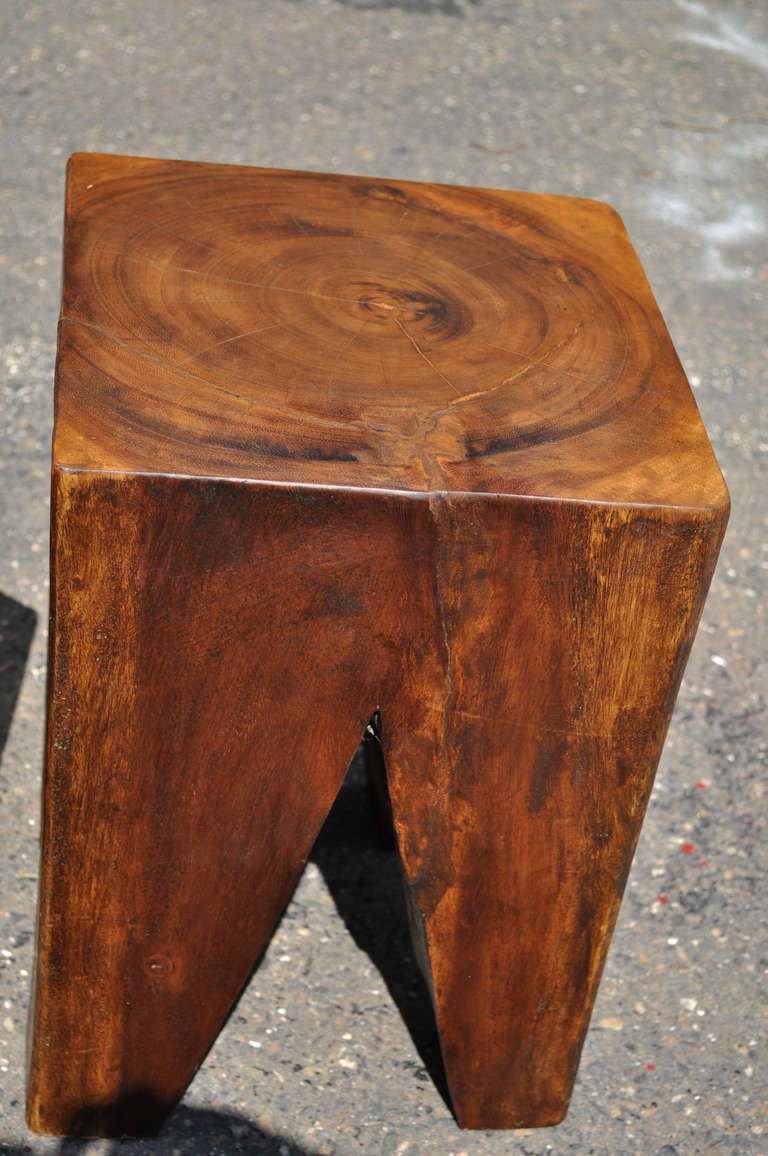 Unknown Pair of Solid Wood Tree Root Stool / Side Tables in the Style of Nakashima