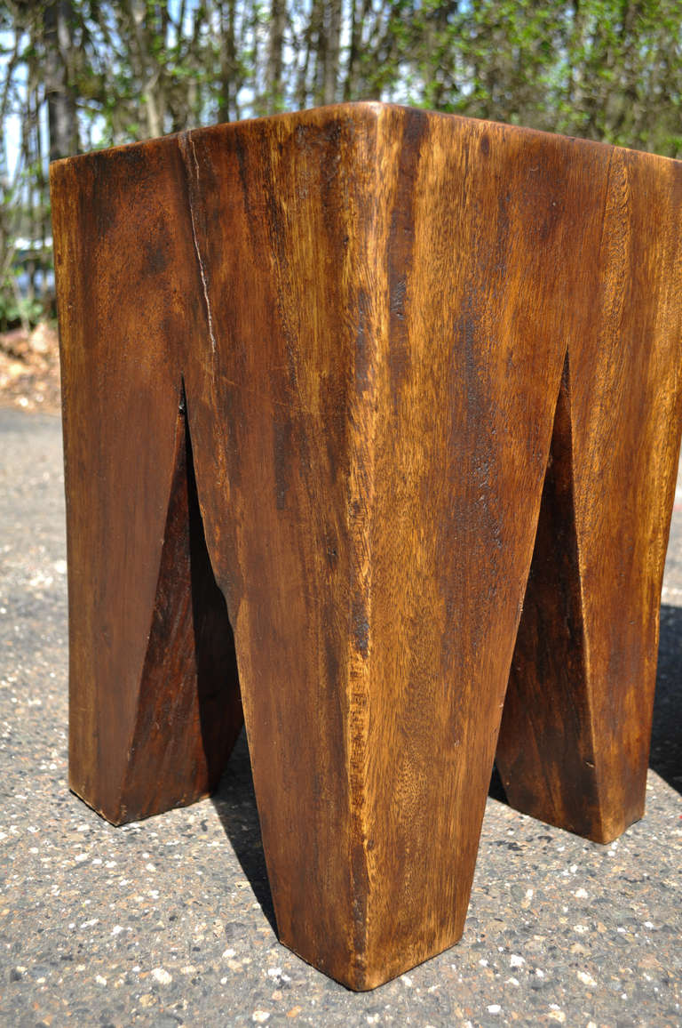20th Century Pair of Solid Wood Tree Root Stool / Side Tables in the Style of Nakashima