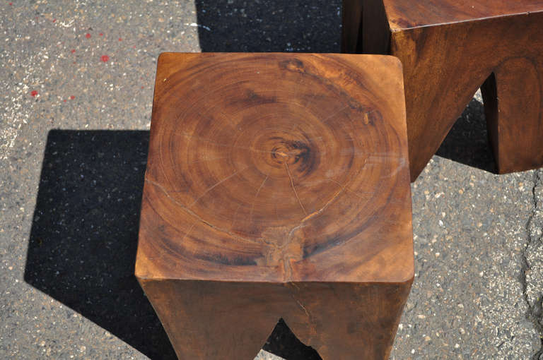 Pair of Solid Wood Tree Root Stool / Side Tables in the Style of Nakashima 2