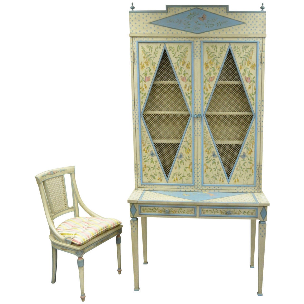 Custom Hand Painted Italian Style Secretary Desk And Chair In The Custom Hand Painted Italian Style Secretary Desk And Chair In The French Taste For