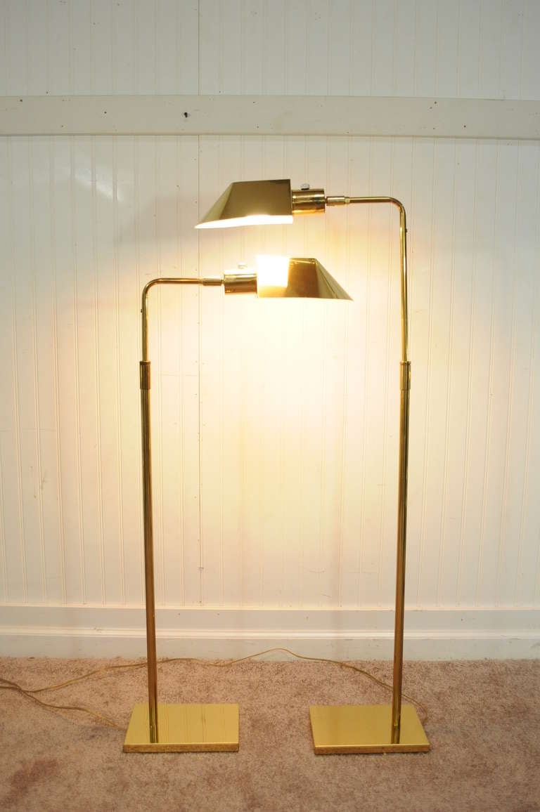 Vintage Pair of Koch & Lowy OMI Brass Adjustable Floor / Task Lamps 1