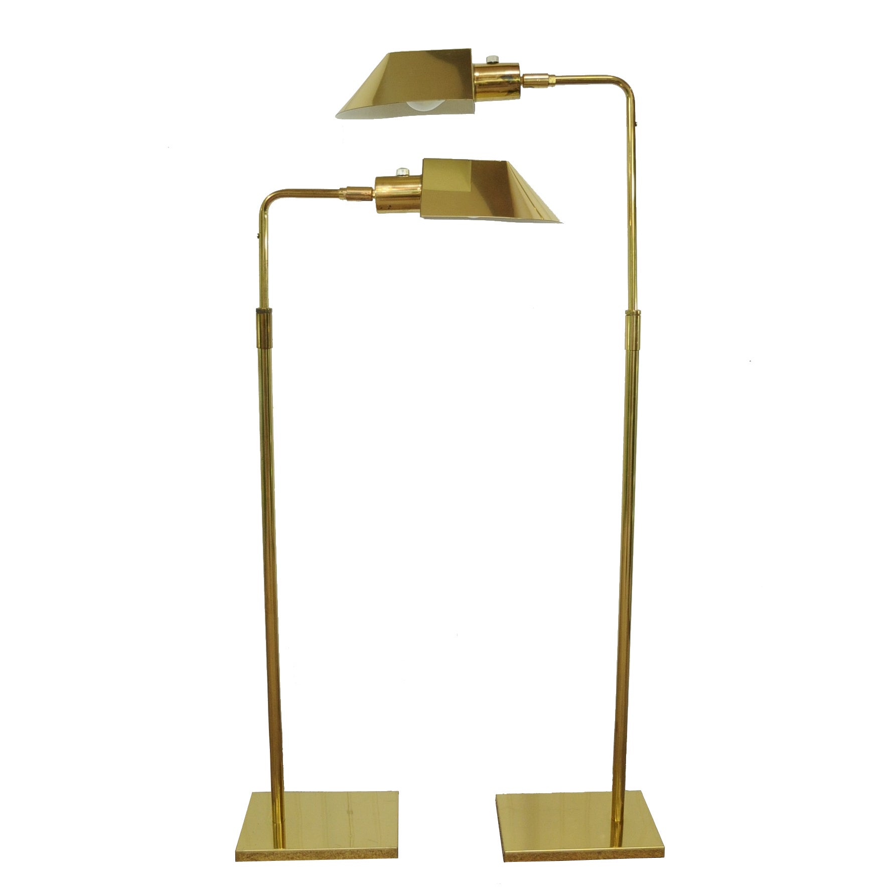 Vintage Pair of Koch & Lowy OMI Brass Adjustable Floor / Task Lamps