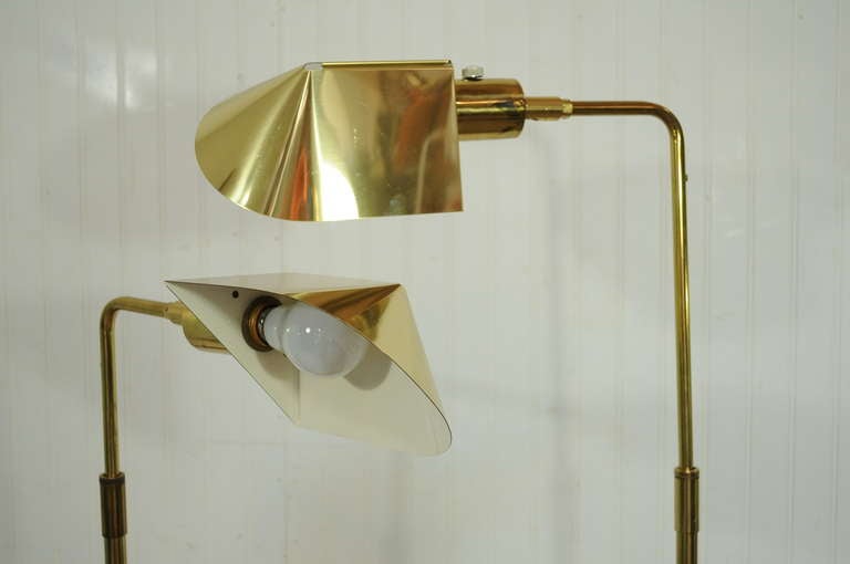 20th Century Vintage Pair of Koch & Lowy OMI Brass Adjustable Floor / Task Lamps