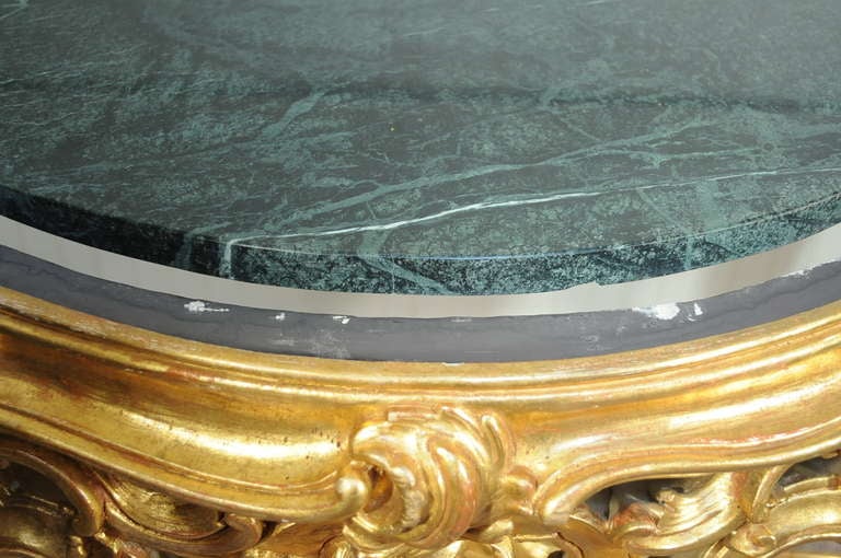 Labarge French Rococo Carved Wood Gold Gilt Marble Console Table & Mirror 3