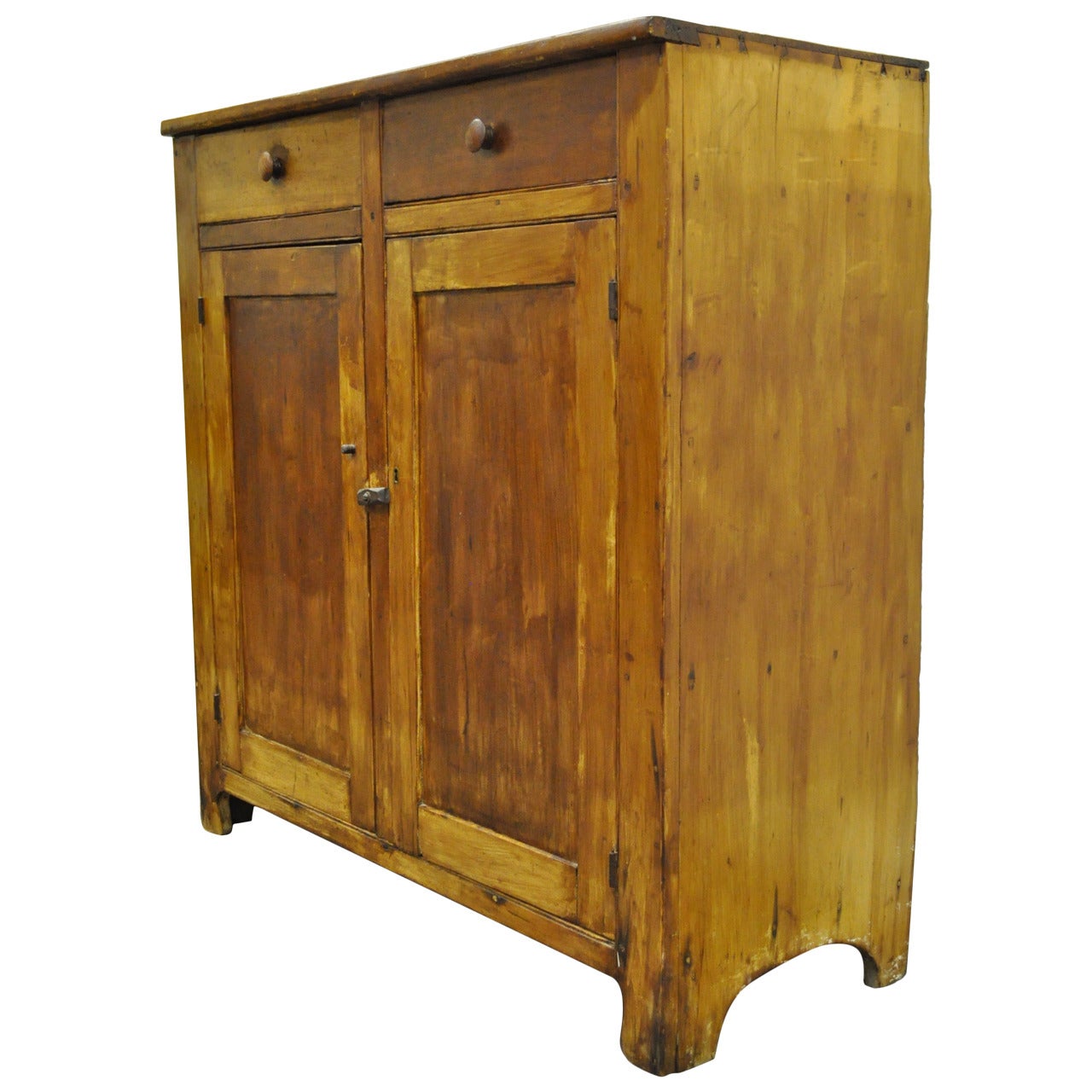 19th C. Primitive Pine Dovetailed Joinery Jelly Cupboard Pantry Kitchen Cabinet