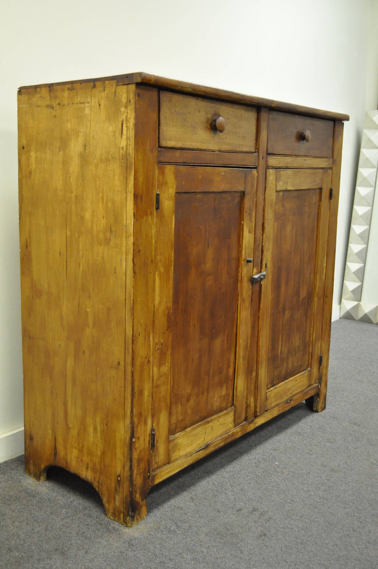 19th C. Primitive Pine Dovetailed Joinery Jelly Cupboard Pantry Kitchen Cabinet 2