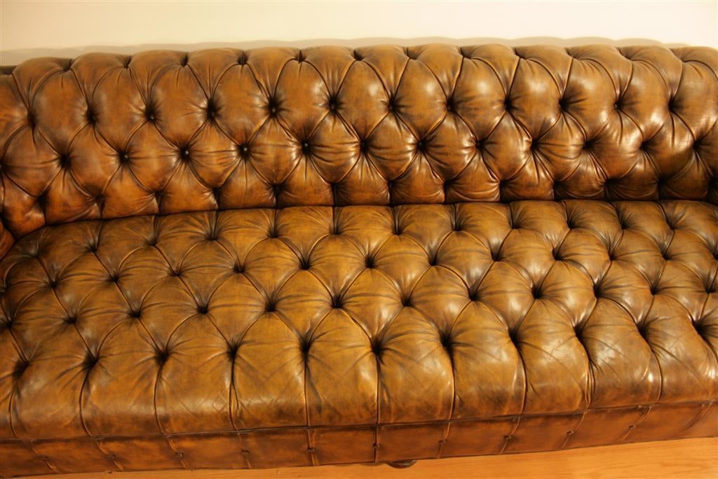 98 Inch Leather Tufted Chesterfield Sofa by The Schoonbeck Co. 1