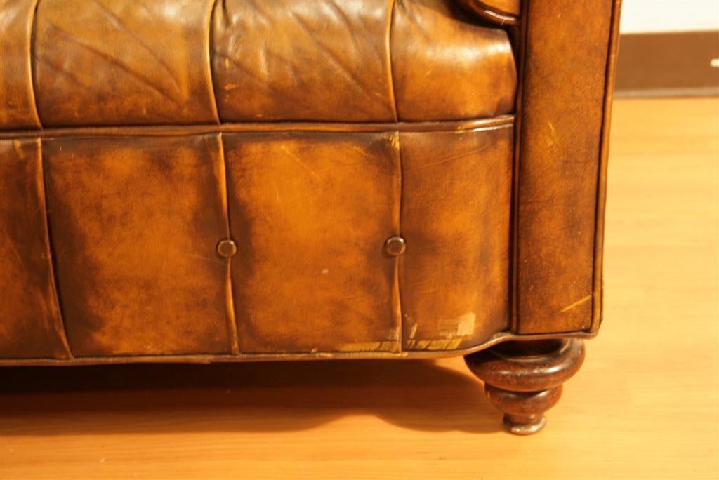 98 Inch Leather Tufted Chesterfield Sofa by The Schoonbeck Co. 3