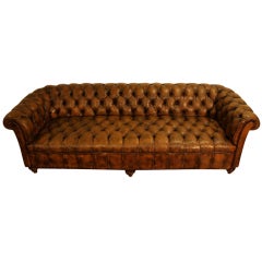 98 Inch Leather Tufted Chesterfield Sofa by The Schoonbeck Co.