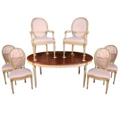 1960's Widdicomb French Parcel Gilt Dining Set 6 Chairs & Table