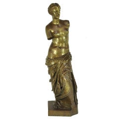statue de Vénus de Milo en bronze antique français de 35 pouces de hauteur - Réduction Sauvage