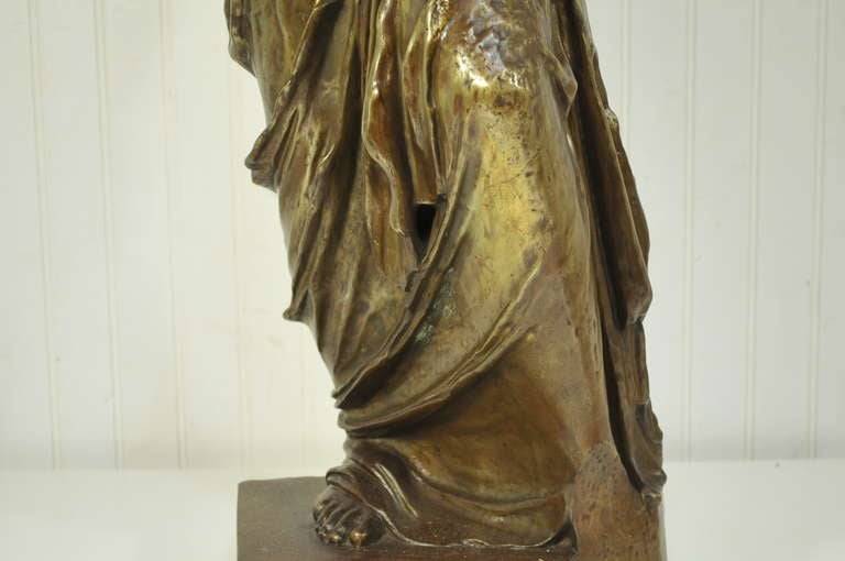 Stately Tall Antique French Bronze Venus De Milo Sculpture enscribed 