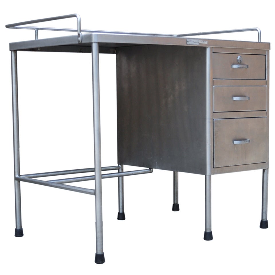 Vintage Shampaine Co. Industrial Steampunk Stainless Steel Army Medical Desk