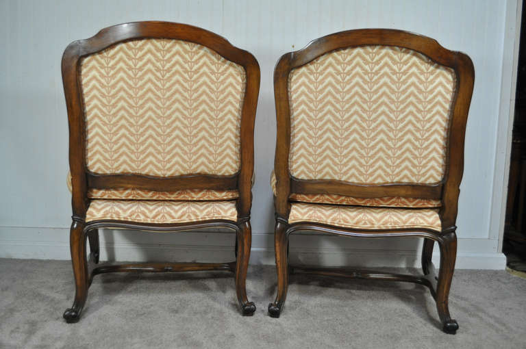 Pair of Vintage French Louis XV Style Carved Walnut Slipper Lounge Chairs In Good Condition In Philadelphia, PA