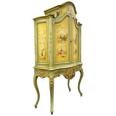 Remarkable French Louis XV Style Vernis Martin Hand-Painted Blind Curio Cabinet 6