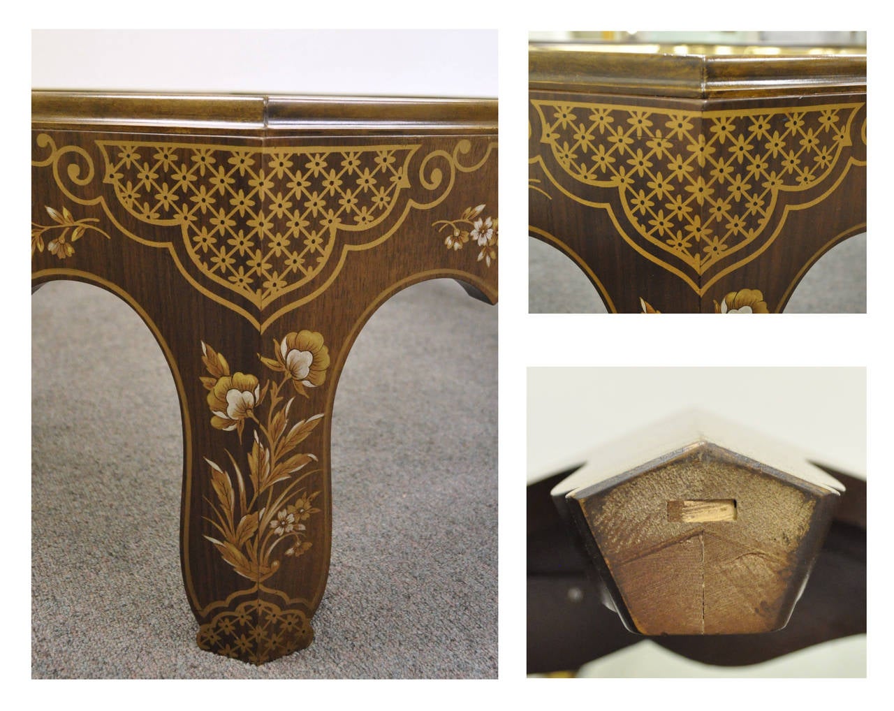 Octagonal Baker Furniture Co. Chinoiserie Painted Brass Tray Coffee Table In Excellent Condition In Philadelphia, PA