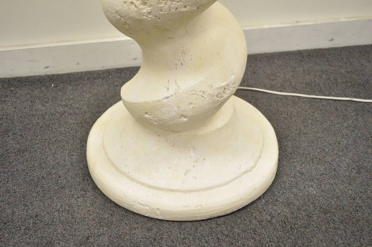 Stately & Sculptural Michael Taylor Spiral Form Solid Plaster Vintage Floor Lamp In Excellent Condition In Philadelphia, PA
