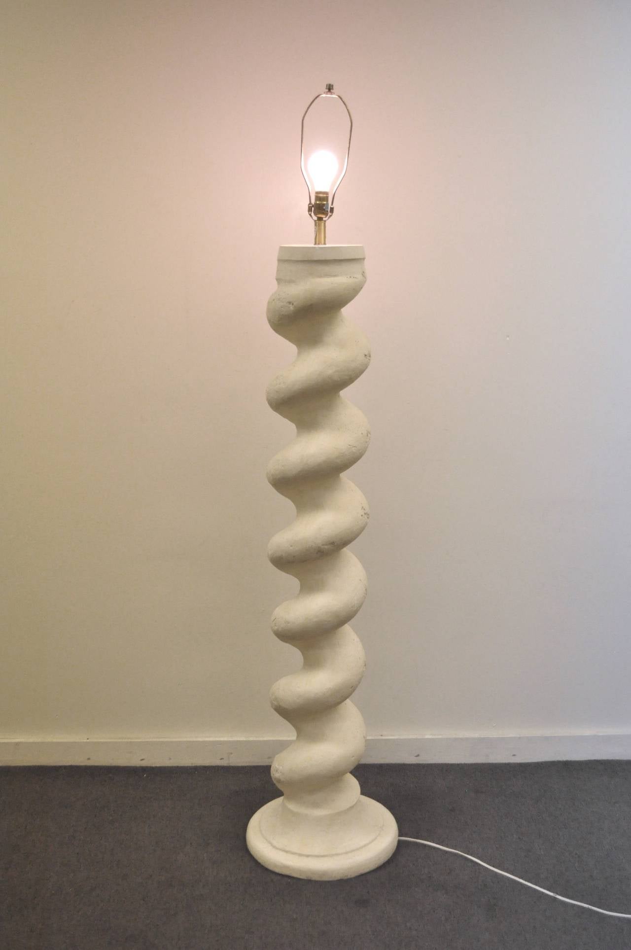 20th Century Stately & Sculptural Michael Taylor Spiral Form Solid Plaster Vintage Floor Lamp