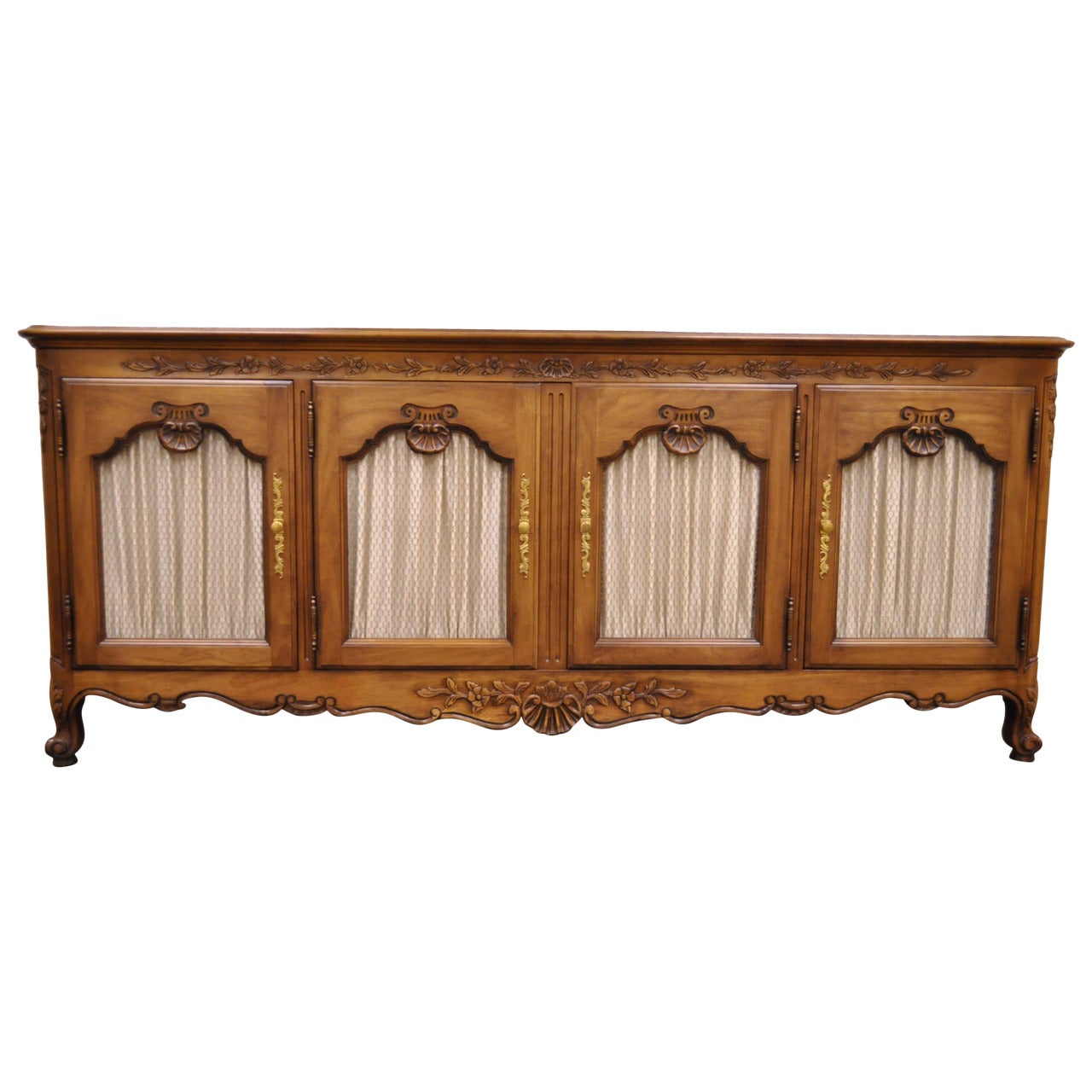 Kindel Borghese French Country Provincial Louis XV Cherry Wood Sideboard Buffet