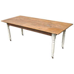 Reclaimed Plank Wood American Primitive / Rustic Distress Painted Dining Table