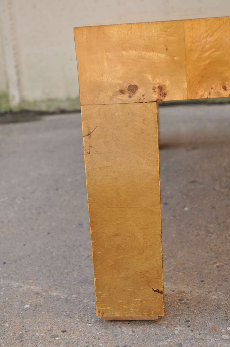 American Burl Patchwork Parsons Square Coffee Table attr. Milo Baughman for Thayer Coggin