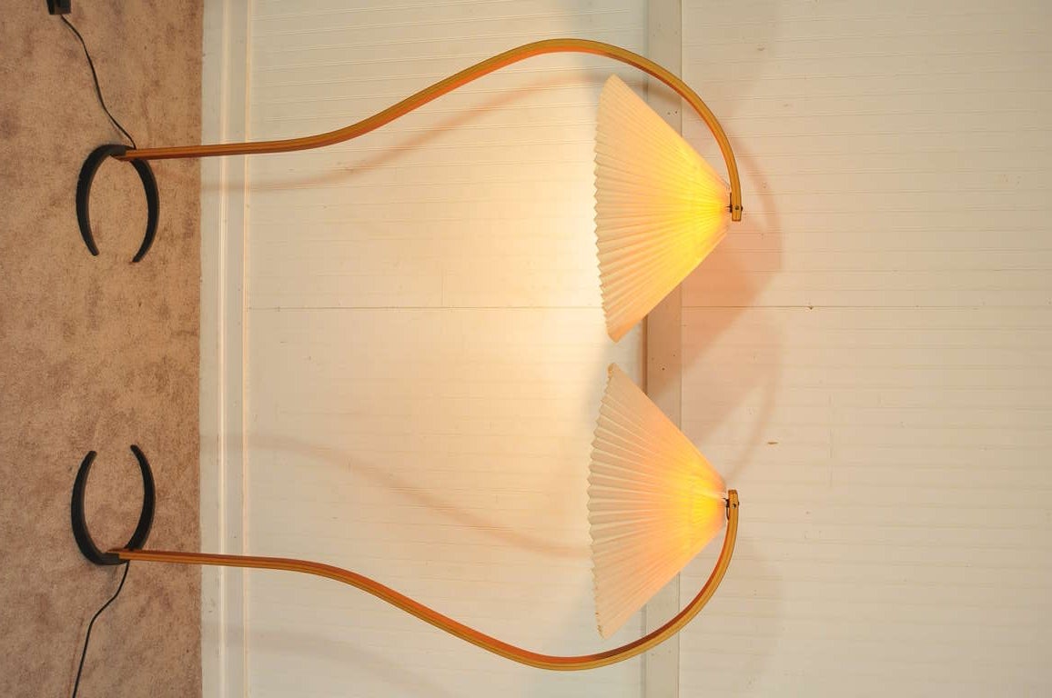 Pair of Danish Modern Bentwood Teak Floor Lamps by Caprani - Iron Horseshoe Base 5