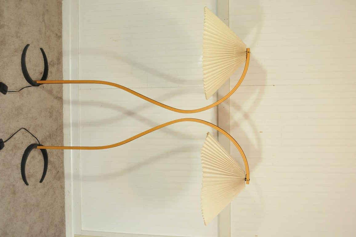 20th Century Pair of Danish Modern Bentwood Teak Floor Lamps by Caprani - Iron Horseshoe Base