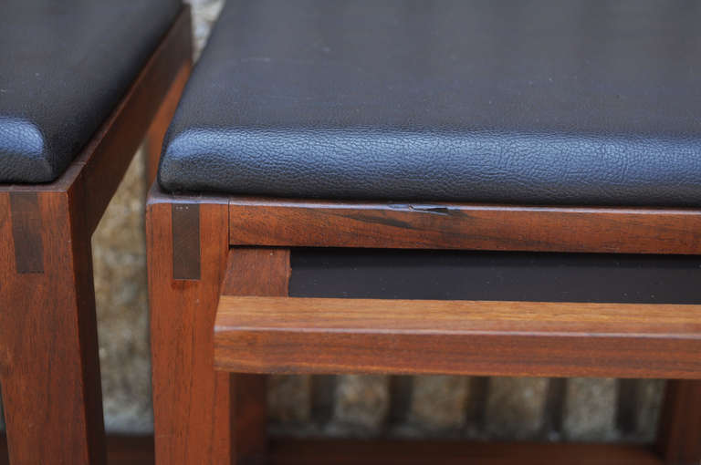 Pair of Walnut Pull-Out Tray Side Tables/Stools after Ed Wormley 3